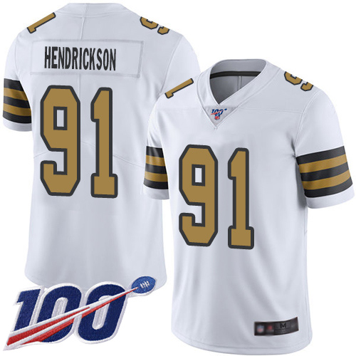 Men New Orleans Saints Limited White Trey Hendrickson Jersey NFL Football #91 100th Season Rush Vapor Untouchable Jersey->new orleans saints->NFL Jersey